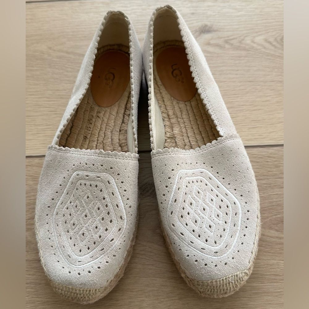UGG Jasmine Heidi Perforated Suede Loafer Platform Espadrille Size 9.5 Slip On